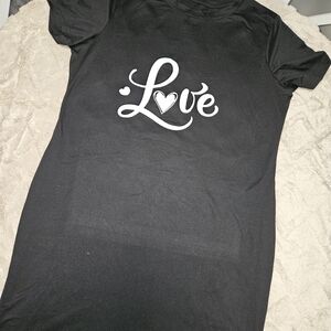Black T-Shirt with Love Graphic